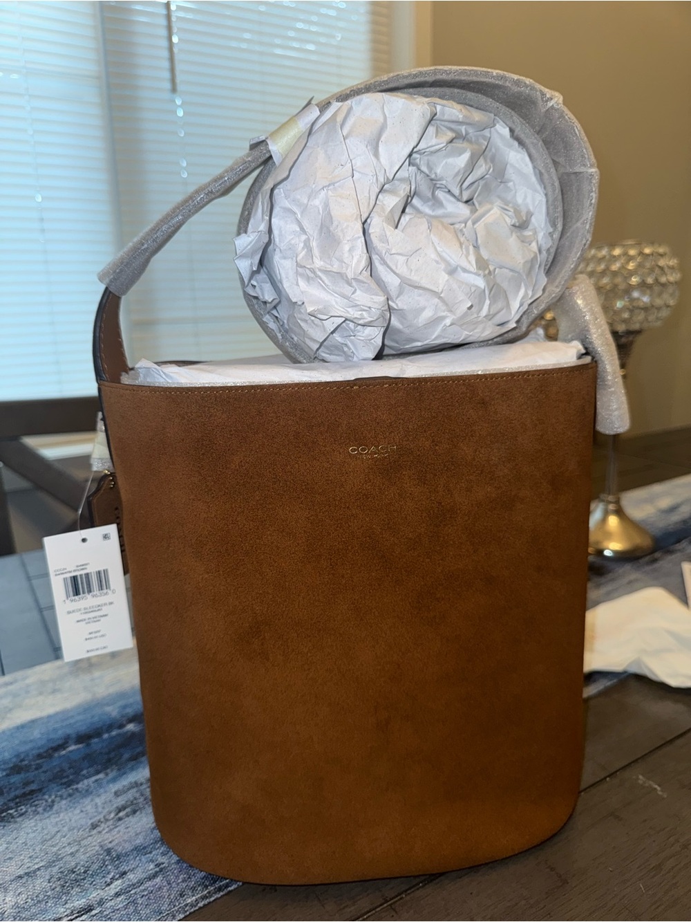 Coach Brown Suede Messenger Bucket Bag for Men